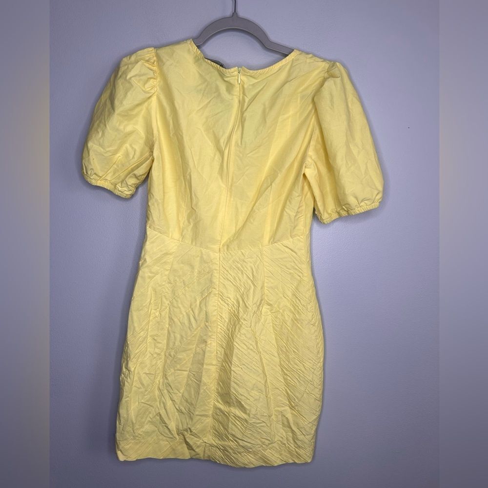 Zara Draped Rushed Puff Sleeve Dress - Picture 4 of 5